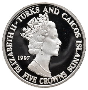 reverse: TURKS AND CAICOS ISLANDS 5 Crowns argento 1997 Proof