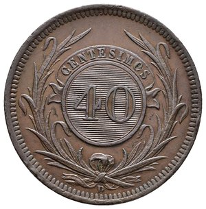 obverse: URUGUAY  40 Centesimos 1857