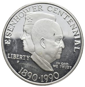 obverse: U.S.A.  1 Dollaro argento 1990 Centennal Eisenower 1990