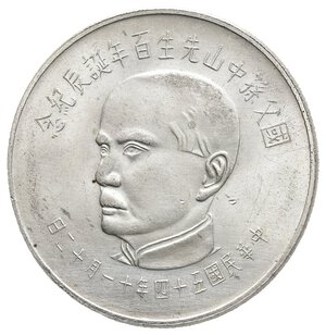 reverse: CINA - Taiwan 50 dollars argento 1965  100° anniversario - Nascita di Sun Yat-sen