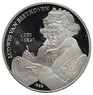 obverse: COREA DEL NORD  250 Won argento Beethoven 1999 Proof