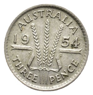 obverse: AUSTRALIA  3 pence argento 1954