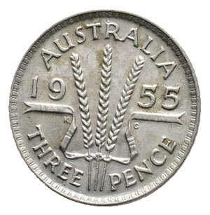 obverse: AUSTRALIA  3 pence argento 1955