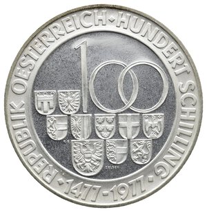 reverse: AUSTRIA  100 Schilling argento 1977 Proof