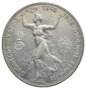 obverse: AUSTRIA  - Franz Joseph -5 Corona  argento  ANNIVERSARIO 1908