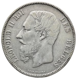 reverse: BELGIO - Leopold II - 5 francs argento 1873 