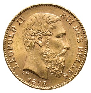 reverse: BELGIO - Leopold II - 20 francs oro 1878