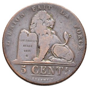obverse: BELGIO - Leopold I - 5 Centimes 1833