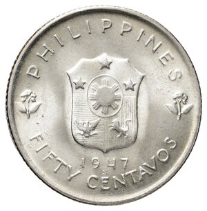 reverse: FILIPPINE  50 Centavos argento 1947
