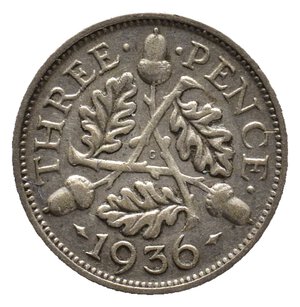 obverse: GRAN BRETAGNA - George V - 3 Pence argento 1936