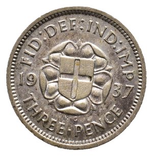 obverse: GRAN BRETAGNA - George VI - 3 Pence argento 1937