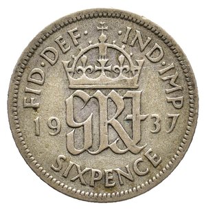 obverse: GRAN BRETAGNA - George VI - 6 Pence argento 1937