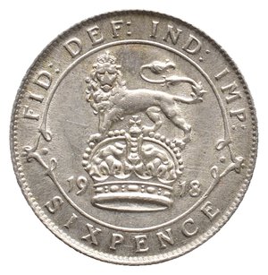 obverse: GRAN BRETAGNA - George V - 6 Pence argento 1918 ECCELSA