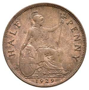 obverse: GRAN BRETAGNA - George V -  Half Penny 1929