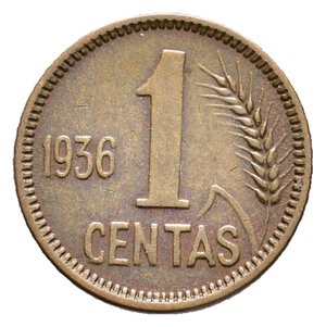 obverse: LITUANIA 1 Centas 1936