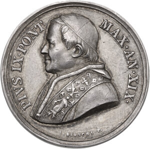obverse: Pio IX  (1846-1878), Giovanni Mastai Ferretti.. Medaglia A. XIX per la Lavanda
