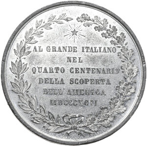 reverse: Cristoforo Colombo (1451-1506). Medaglia 1892 per il quarto centenario dalla scoperta dell America