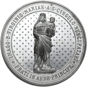 obverse: Medaglia 1895 a ricordo del cinquecentesimo anniversario della traslazione della Sacra Cintola della B. V. Maria a Prato