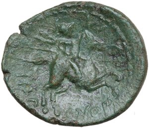 reverse: Morgantina.  The Hispani.. AE Unit, late 2nd-early 1st century BC