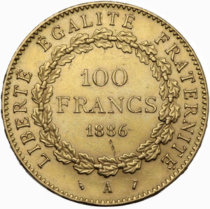 reverse: France.  Third republic (1870-1940).. 100 francs 1886 A, Paris mint