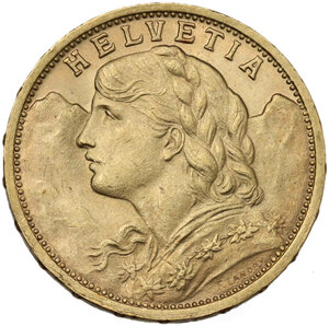 obverse: Switzerland.  Confederation (1848- ). 20 francs 1909 B, Bern mint