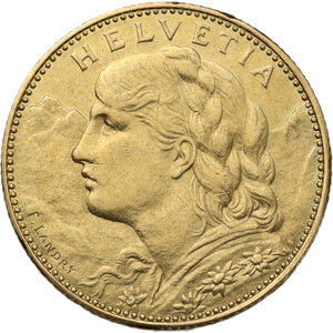 obverse: Switzerland.  Confederation (1848- ). 10 francs 1915