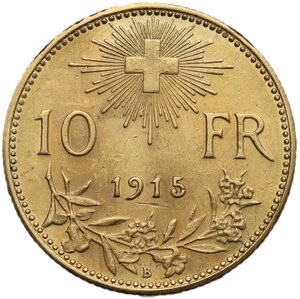 reverse: Switzerland.  Confederation (1848- ). 10 francs 1915