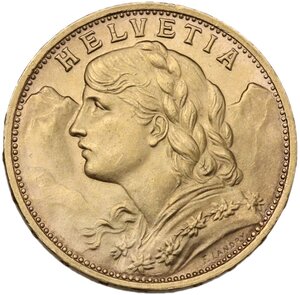 obverse: Switzerland.  Confederation (1848- ). 20 francs 1935 L B, Bern mint