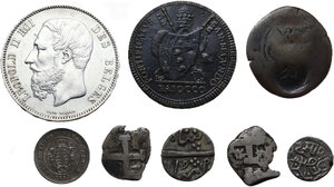obverse: Miscellaneous. Lot of eight (8) coins from the world: India, Spain, Germany, Italy and Belgium