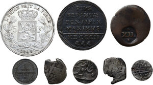 reverse: Miscellaneous. Lot of eight (8) coins from the world: India, Spain, Germany, Italy and Belgium