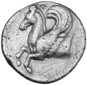 reverse: Syracuse.  Timoleon and the Third Democracy (344-317 BC).. AR Hemidrachm, c. 344-317 BC