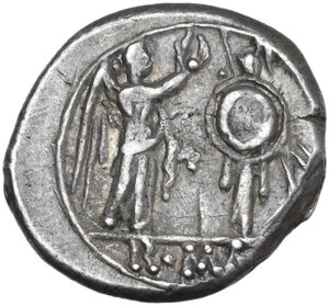 reverse: Anonymous. AR Victoriatus, uncertain Campanian mint, 215-211 BC
