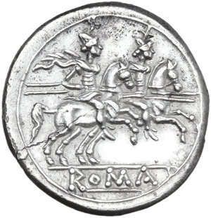 reverse: Anonymous. AR Denarius, uncertain Campanian mint (Capua?), 206-205 BC