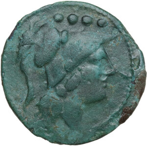obverse: Victory light series.. AE Triens. Central Italy, 211-208 BC