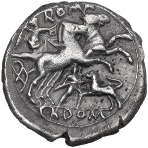 reverse: Cn. Domitius Ahenobarbus. AR Denarius, 128 BC