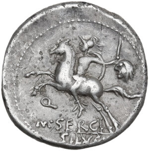 reverse: M. Sergius Silus. AR Denarius, 116 or 115 BC
