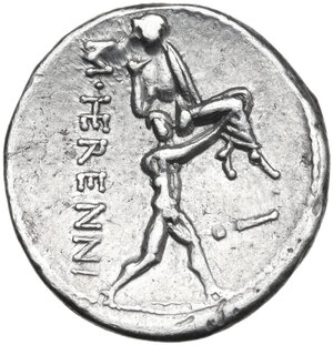 reverse: M. Herennius. AR Denarius, 108 or 107 BC