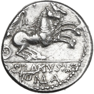 reverse: D. Silanus.. AR Denarius, 91 BC