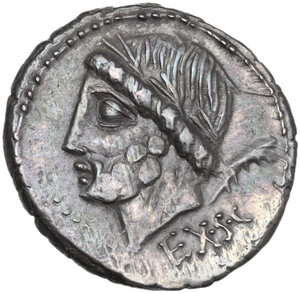 obverse: L. and C. Memmius L. f. Galeria. AR Denarius, 87 BC