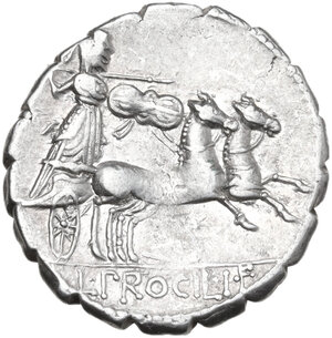 reverse: L. Procilius. AR Denarius serratus, 80 BC