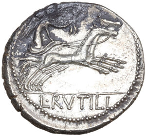 reverse: L. Rutilius Flaccus. AR Denarius, 77 BC