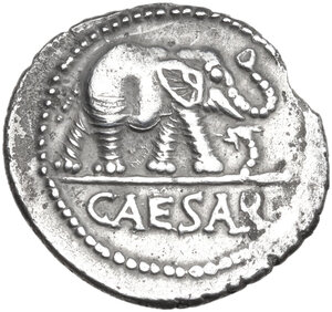obverse: Caius Julius Caesar. AR Denarius, mint moving with Caesar, 49-48 BC