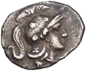 obverse: Southern Apulia, Tarentum. AR Diobol,  c. 325-280 BC
