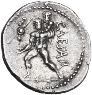 reverse: Julius Caesar. AR Denarius, Africa, 47-46 BC
