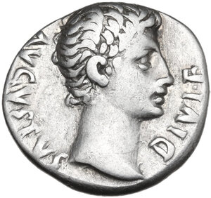 obverse: Augustus (27 BC - 14 AD)  . AR Denarius, Lugdunum mint, 15-13 BC