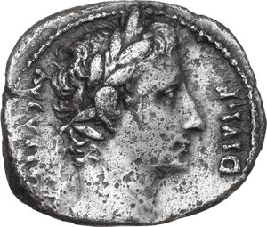 obverse: Augustus (27BC-14AD).. Fourrée Denarius. Lugdunum mint, 10 BC