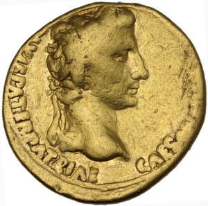 obverse: Augustus (27 BC - 14 AD).. AV Aureus. Lugdunum mint,  2 BC - 12 AD