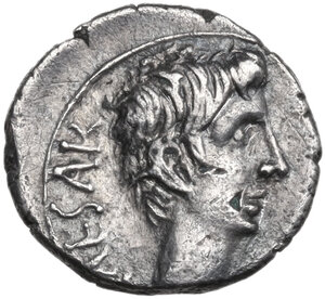 obverse: Augustus (27 BC - 14 AD).. AR Quinarius, uncertain mint in Asia Minor, 29-26 BC