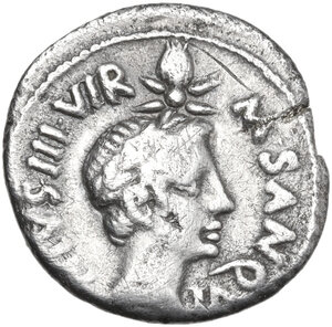 reverse: Augustus (27 BC - 14 AD).. AR Denarius, 17 BC. Coinage of M. Sanquinius