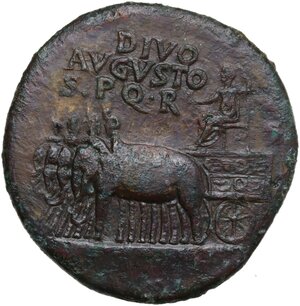 obverse: Divus Augustus (died 14 AD).. AE Sestertius. Struck under Tiberius, 36 AD